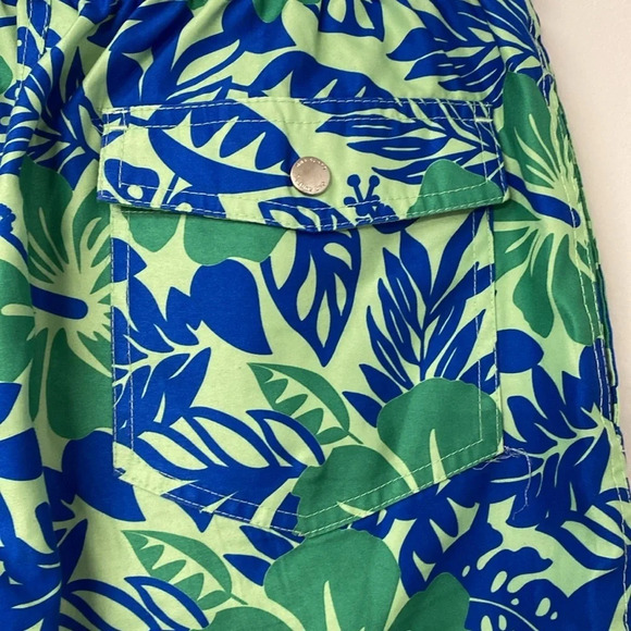 Floral Swim Trunks Blue Green Tropical Swimsuit Shorts Menswear - Picture 4 of 9